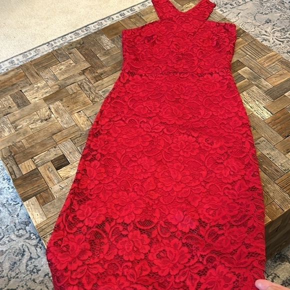 Sam Edelman Red Criss Cross Lace Neck Sheath Dress NWT - Picture 5 of 10